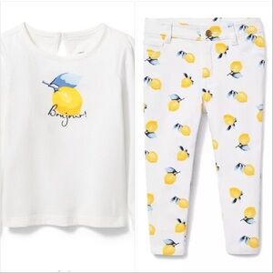 🍋 Darling Janie & Jack Lemon Print Skinny Jeans & Top Set - Girl’s Size 8 🍋